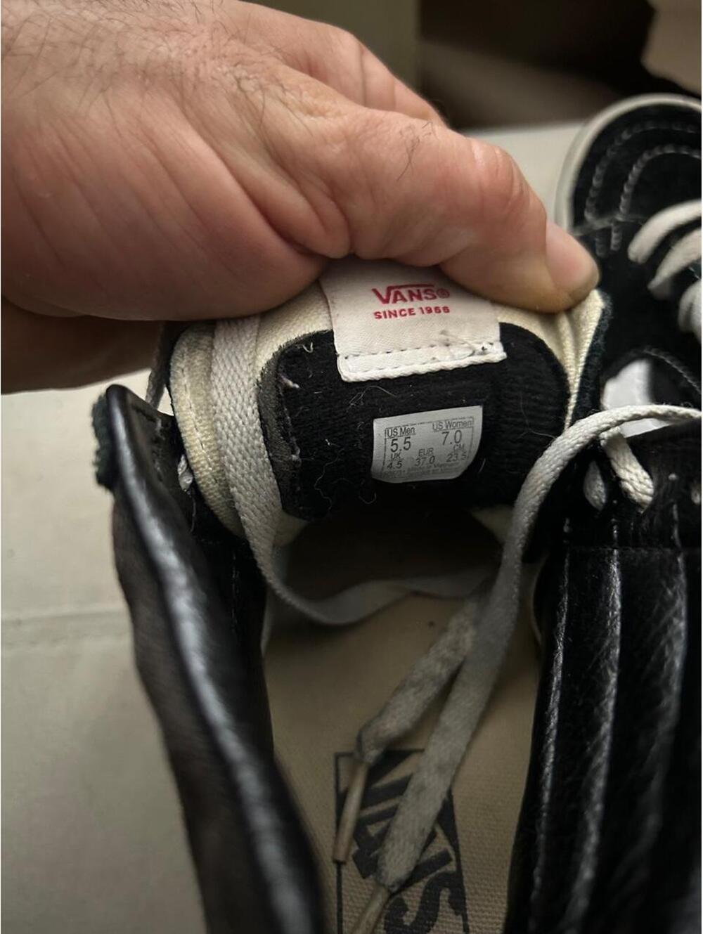 Black Vans Sk8-Hi sneakers with white stripe, size US women’s 7 - Picture 6 of 7